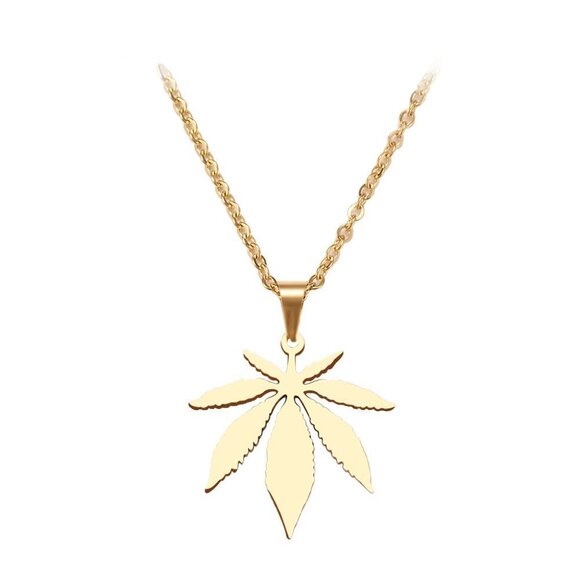 ✨ Refine Maple Leaves Delicate Dainty 14K Gold Plated Necklace, EVGG1079 - Picture 1 of 6